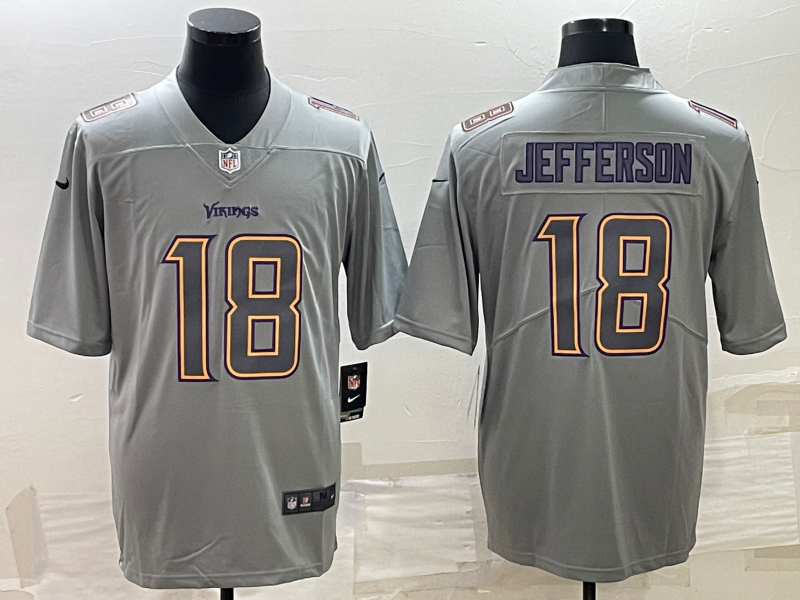 Men's Minnesota Vikings Justin Jefferson #18 Gray Atmosphere Jersey